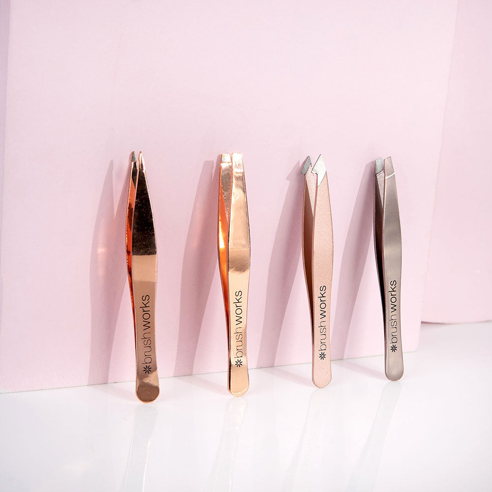 Brushworks HD 4 Piece Combination Tweezer Set ( Gold)