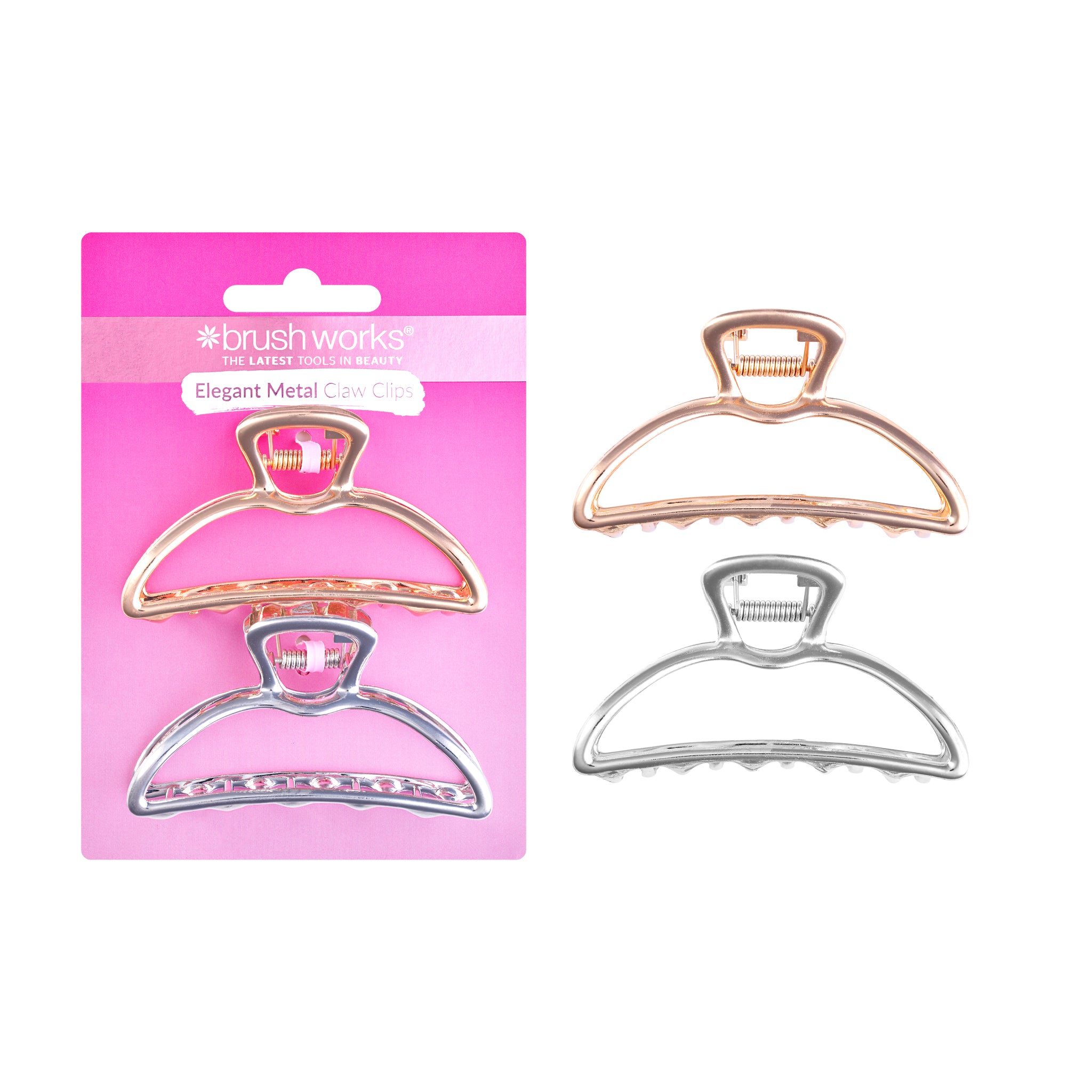 Brushworks Elegant Metal Claw Clips – 2 Pack