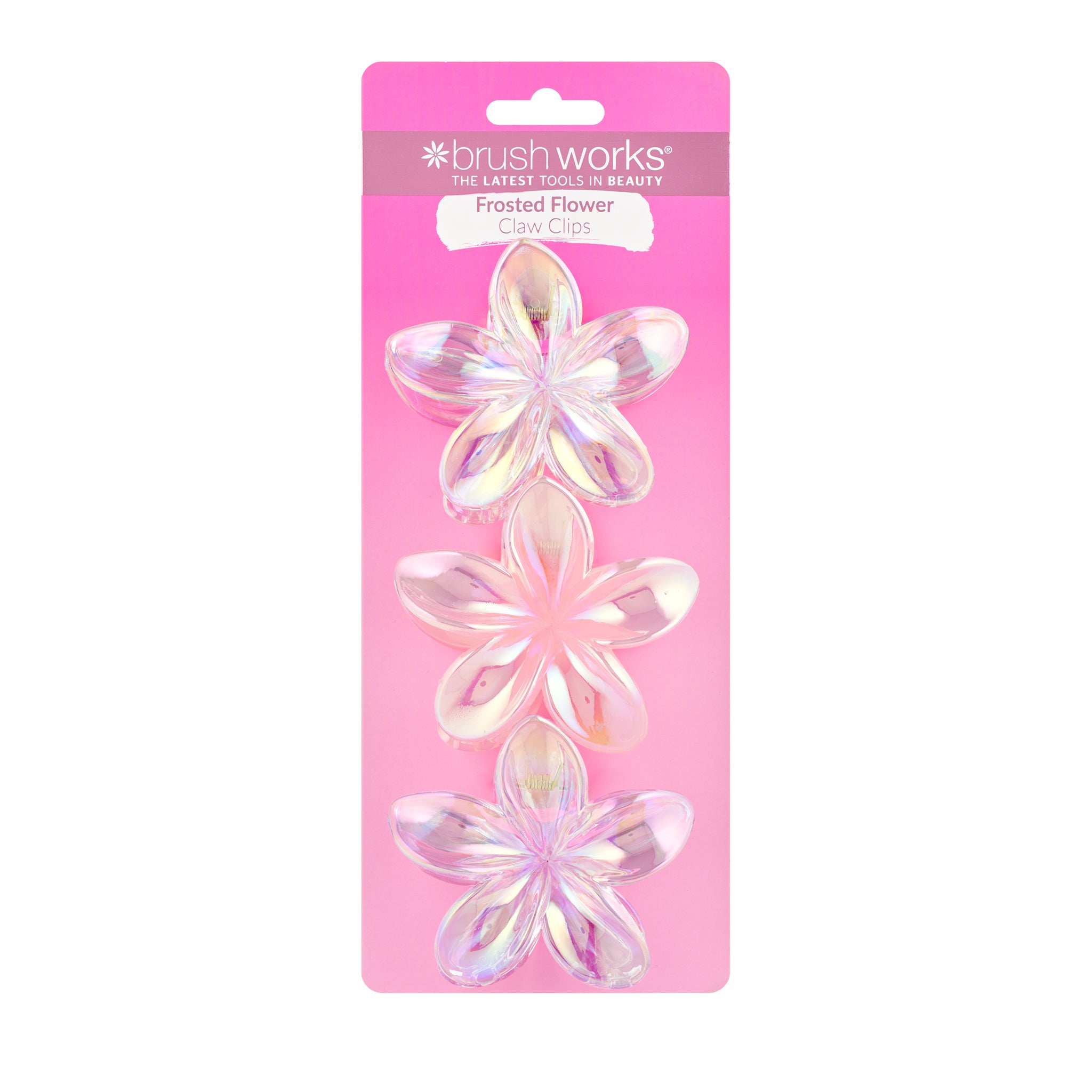 Brushworks Frosted Flower Claw Clips – 3 Pack