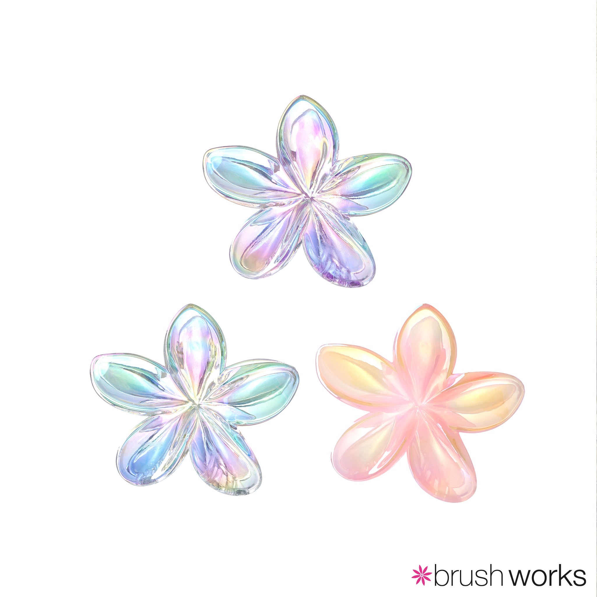 Brushworks Frosted Flower Claw Clips – 3 Pack