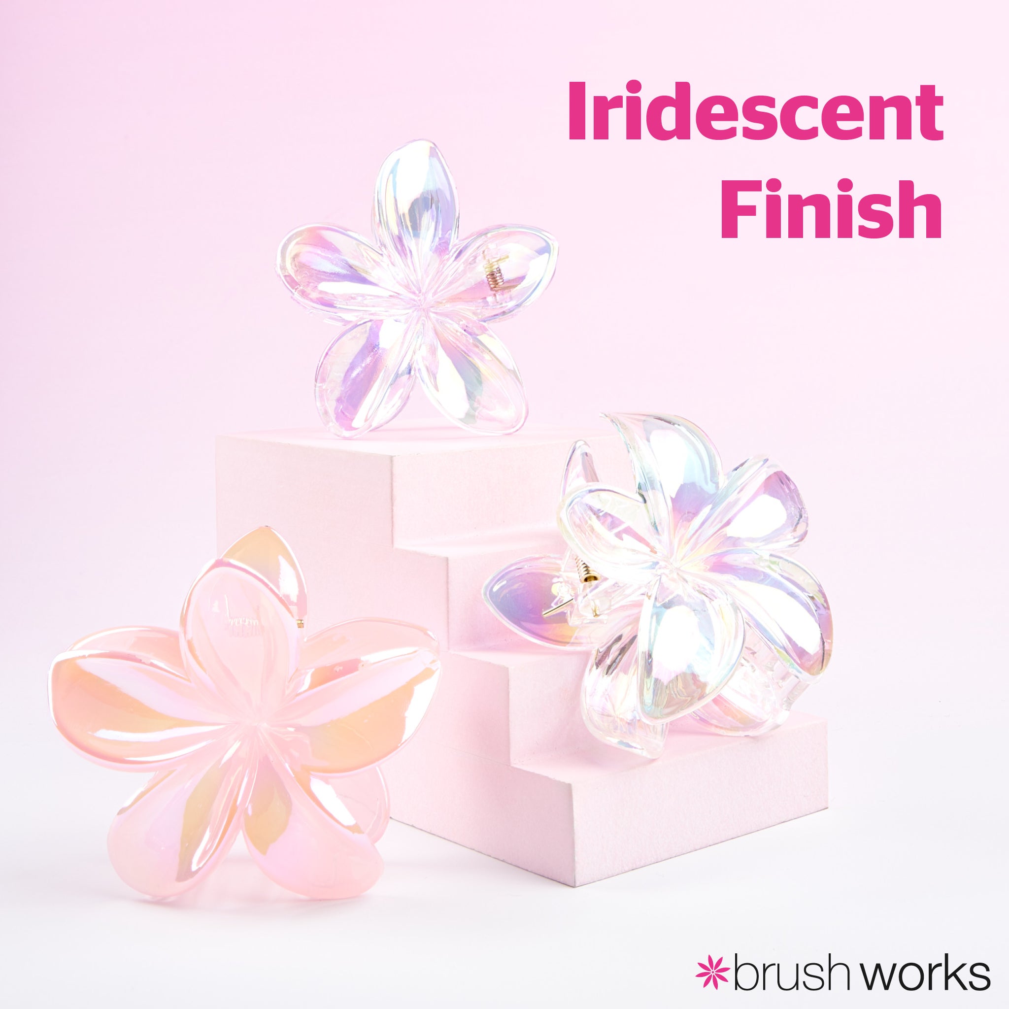 Brushworks Frosted Flower Claw Clips – 3 Pack