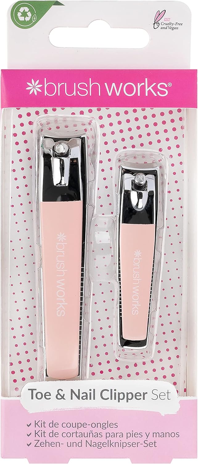 Brushworks Toe & Nail Clipper Set Pink 2 Pcs