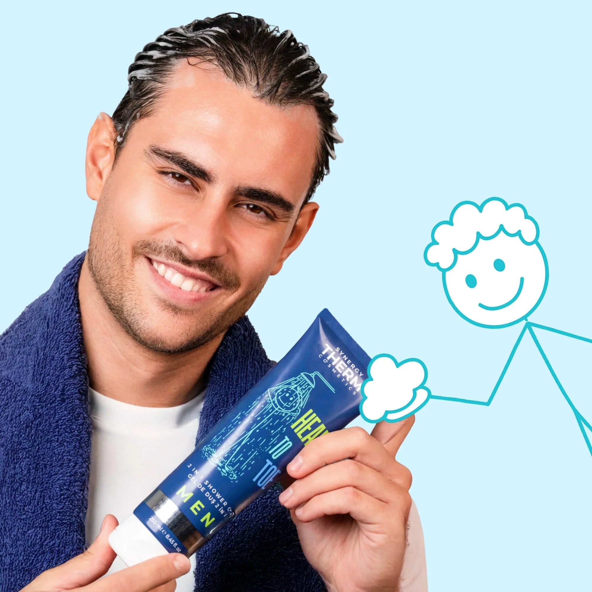 Synergy Therm 2-in-1 Body & Hair Shower Gel For Men – With Glycerin Cleanser For Daily Use 250ml