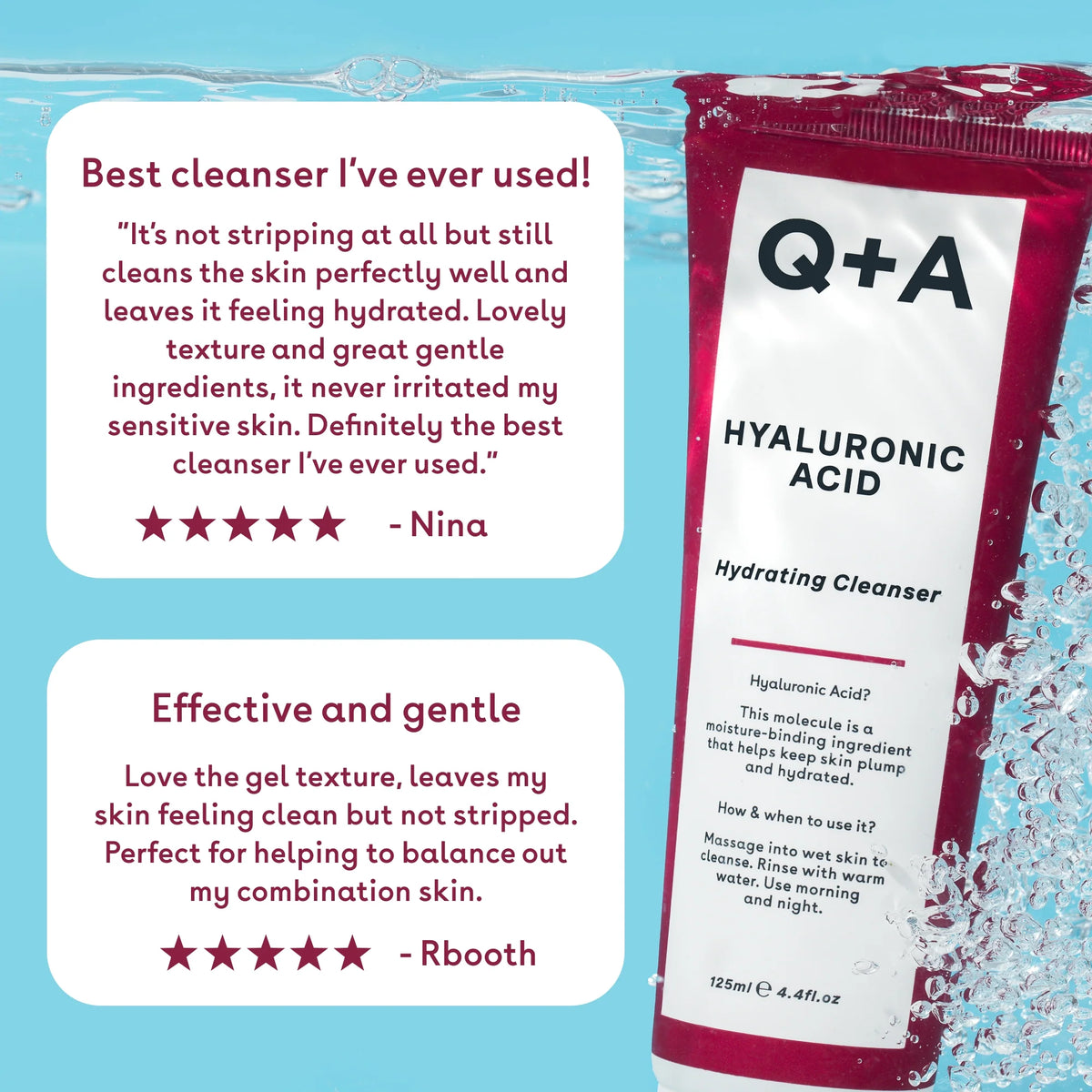 Q+A Hyaluronic Acid Hydrating Cleanser 125 ml