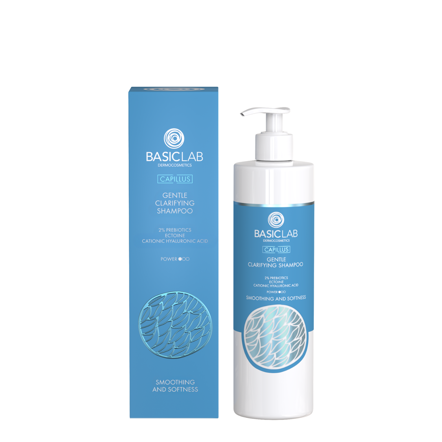 BasicLab Gentle Prebiotic Shampoo 2% Prebiotics, Ectoine, Cationic Hyaluronic Acid, Smoothing and Softness