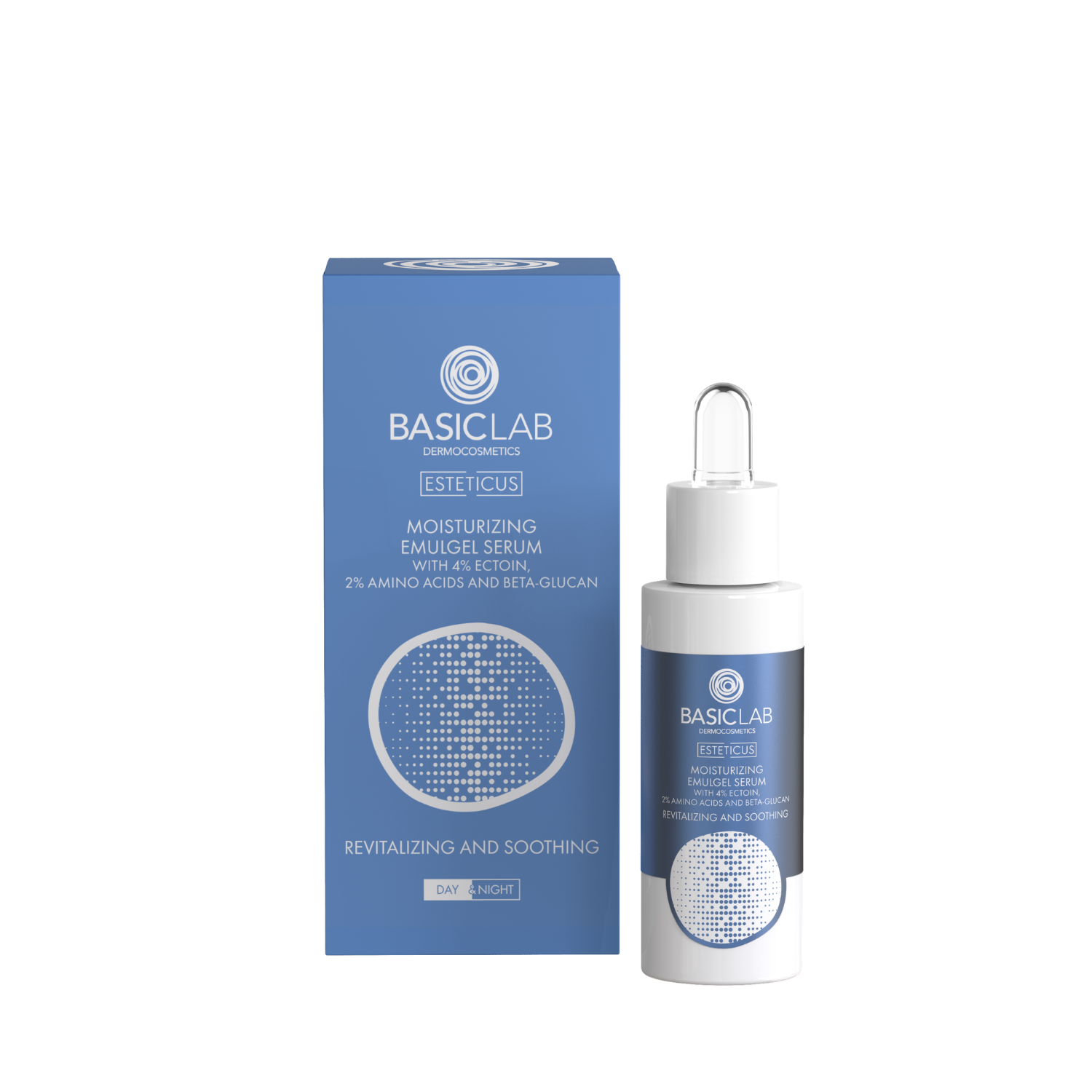BasicLab Moisturizing Emu-Gel for the Face with 4% Ectoine, Amino Acids and Beta-Glucan Revitalization and Soothing 30ml