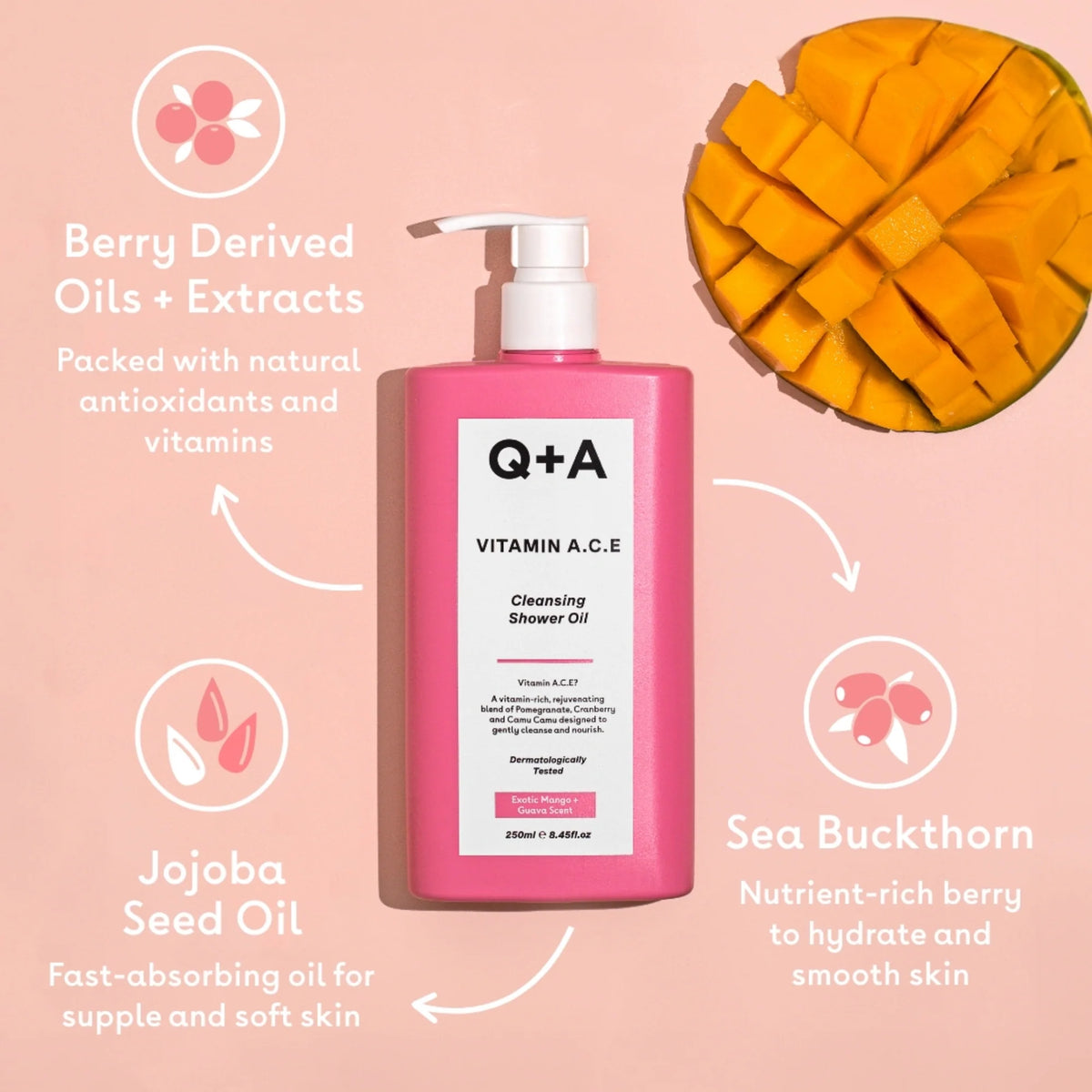 Q+A Vitamin A.C.E Cleansing Shower Oil 250ml