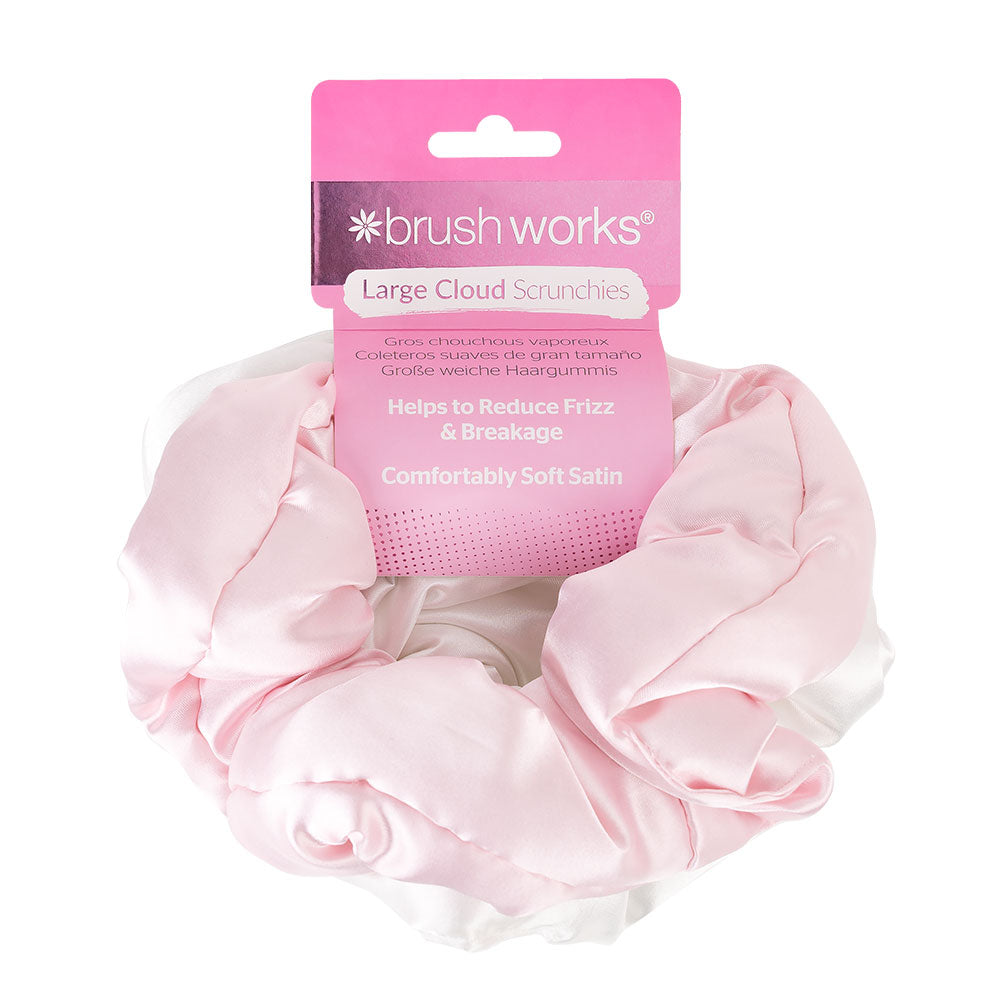 Brushworks Large Cloud Scrunchies Pink & White (2 pack)