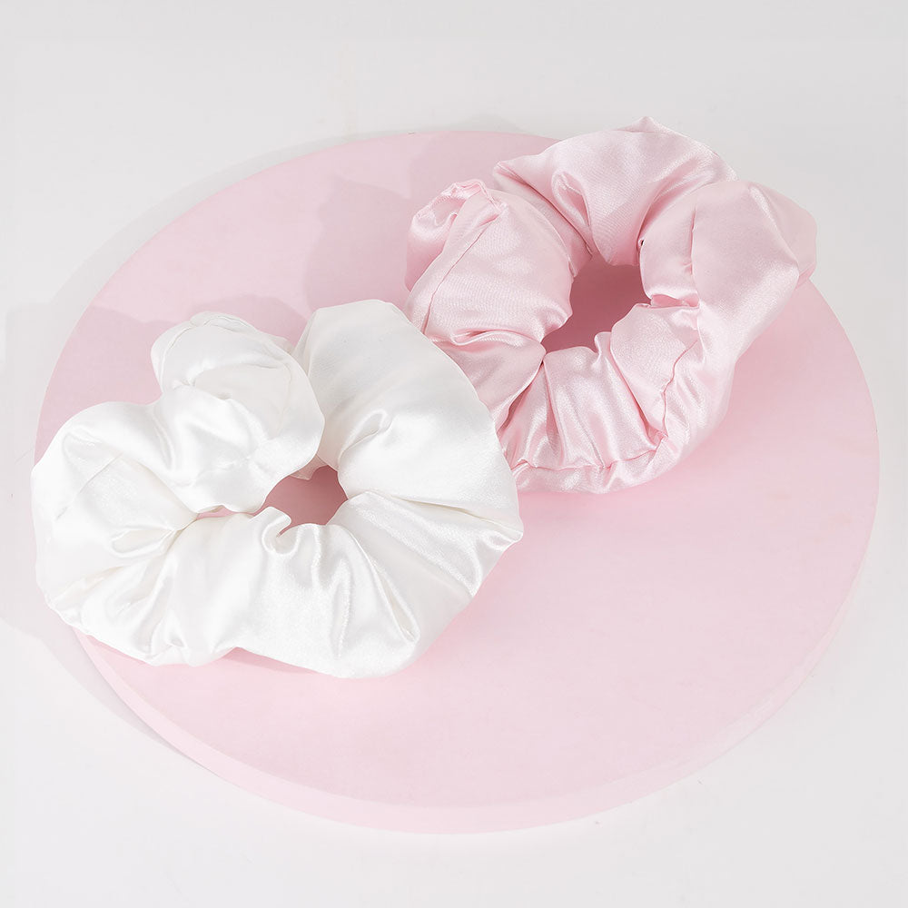 Brushworks Large Cloud Scrunchies Pink & White (2 pack)