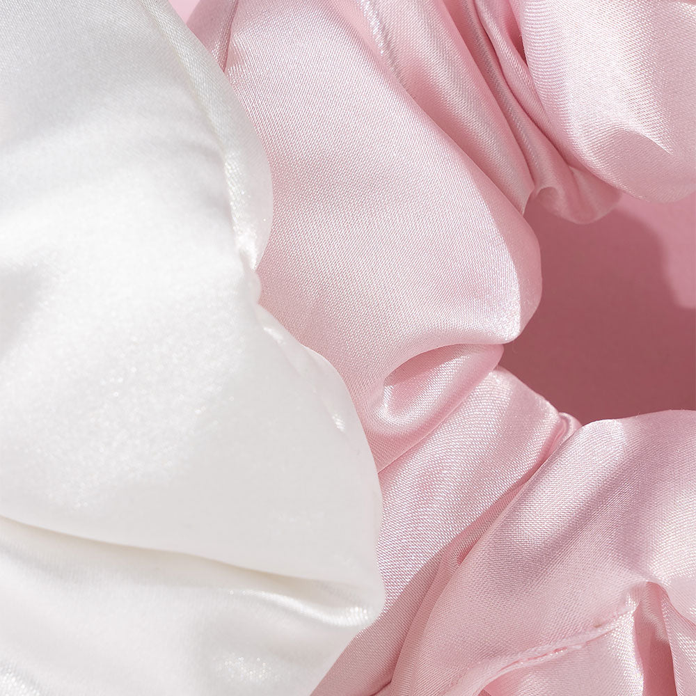 Brushworks Large Cloud Scrunchies Pink & White (2 pack)