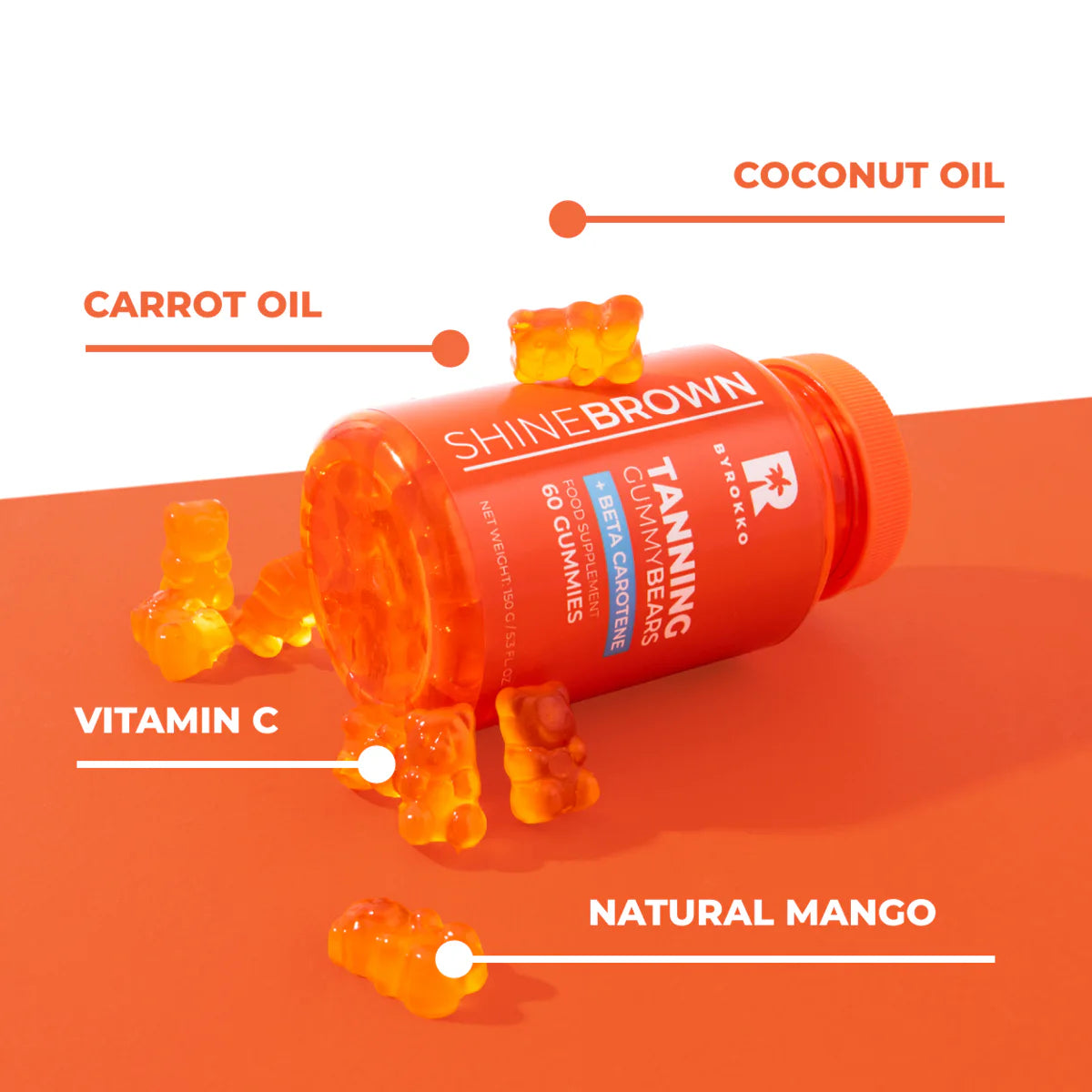 Byrokko Shine Brown Beta Carotene Tanning Gummies 60pcs
