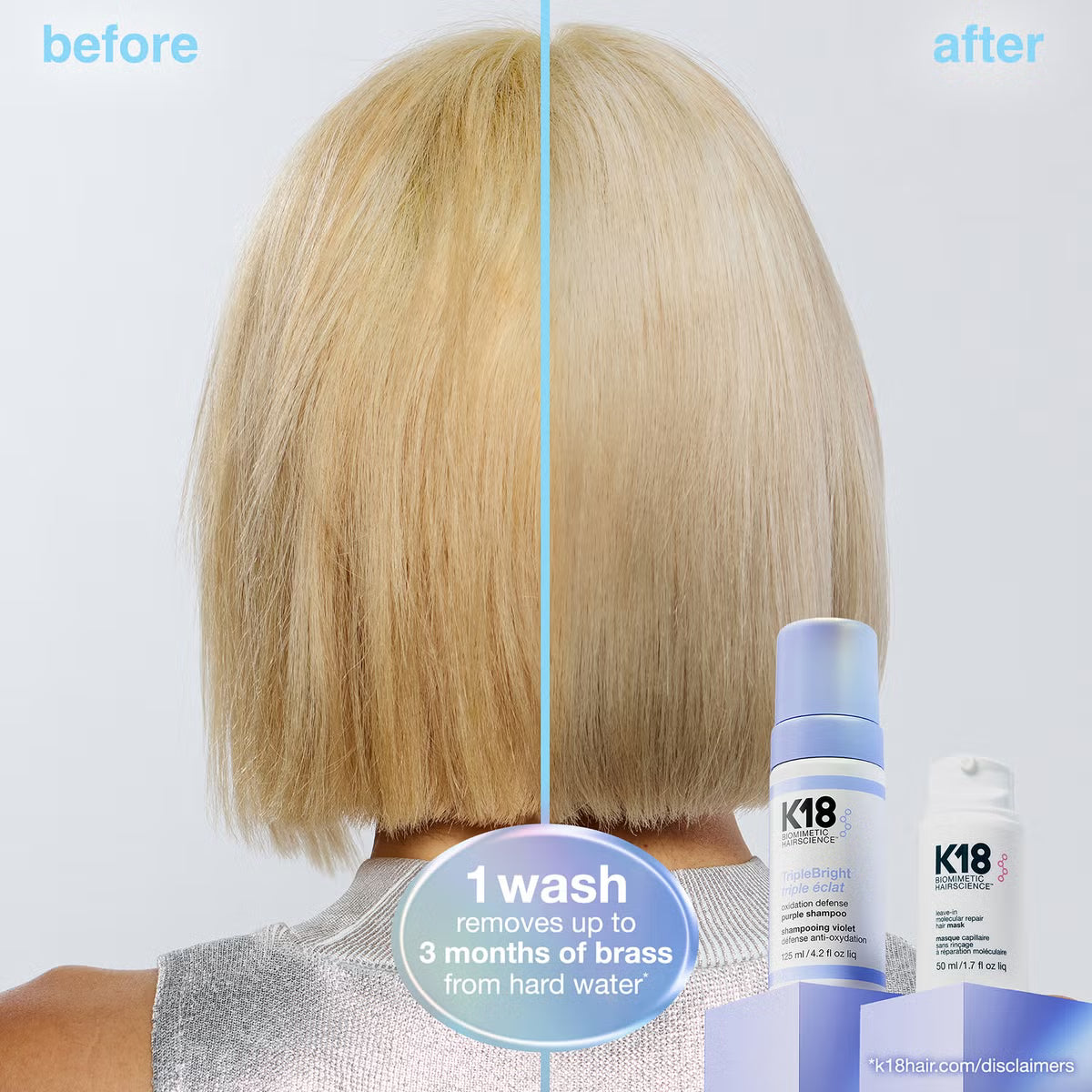 K18 Biomimetic Hairscience TripleBright Oxidation Defense Purple Shampoo 125ml