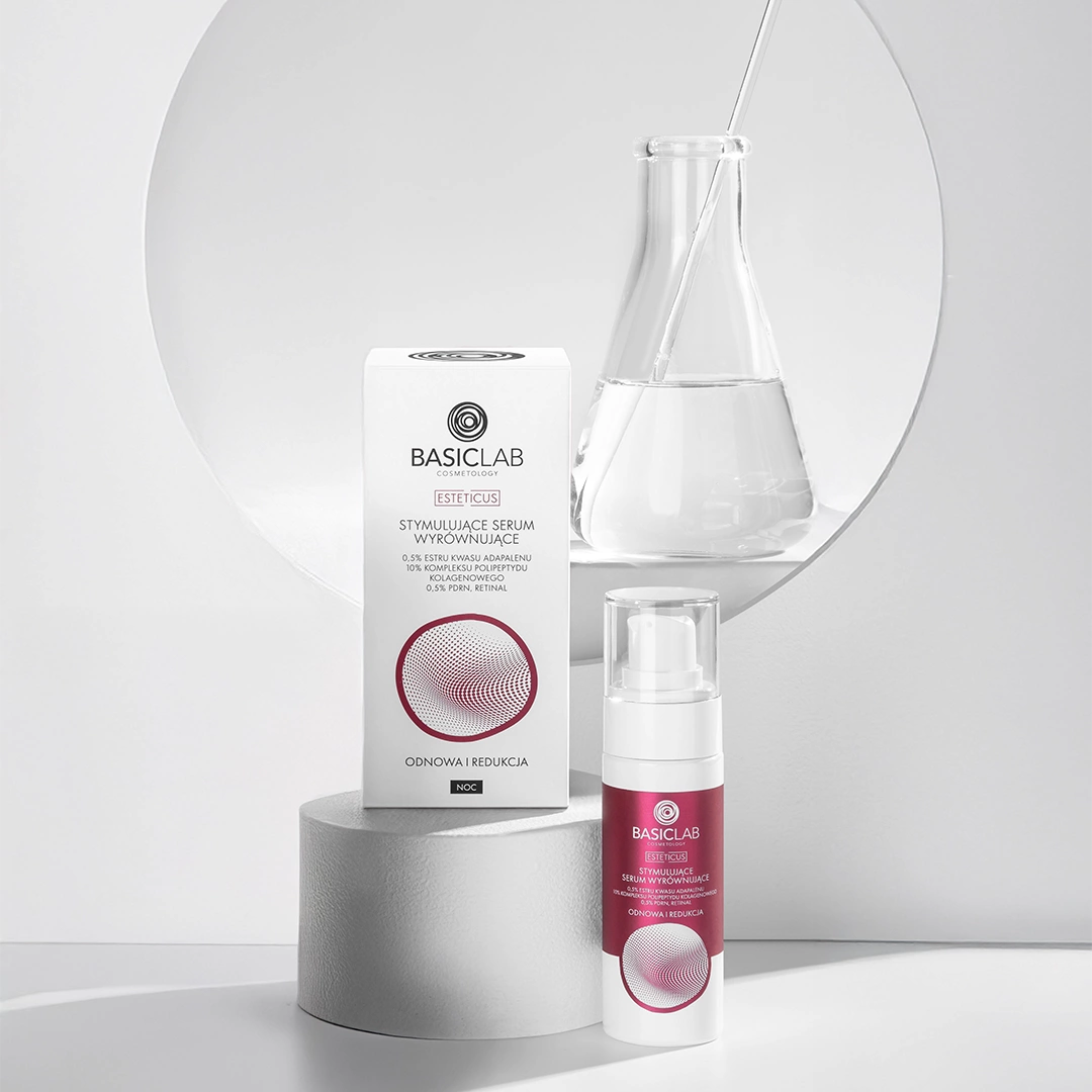 BasicLab Stimulating Balancing Serum, 0.5% Adapalene Acid Ester, 10% Collagen Polypeptide Complex, 0.5% PDRN, Retinal, Renewal and Reduction 30ml