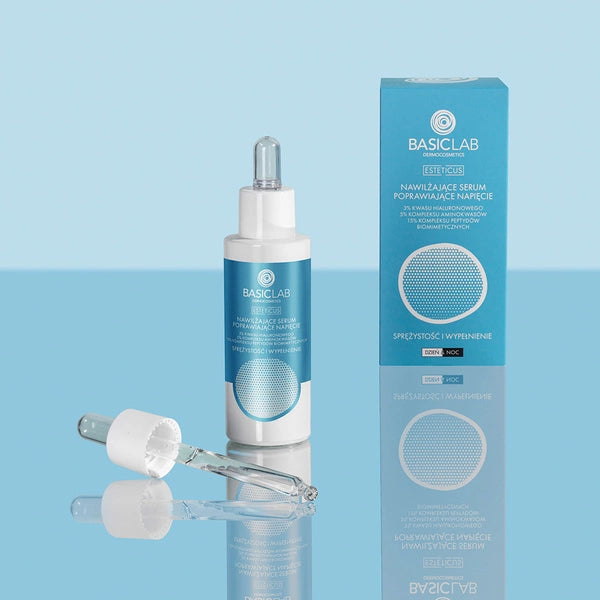 BasicLab Moisturizing, Firming Serum with 3% Hyaluronic Acid, 5% Amino Acid Complex, and 15% Biomimetic Peptide Complex 30ml