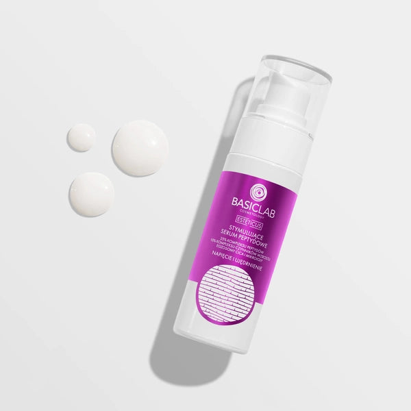 BasicLab Stimulating Peptide Night Face Serum, 25% Peptide Complex, 10% Growth Factor Complex, CICA Exosomes and Microneedles, Tightening and Firming 30ml