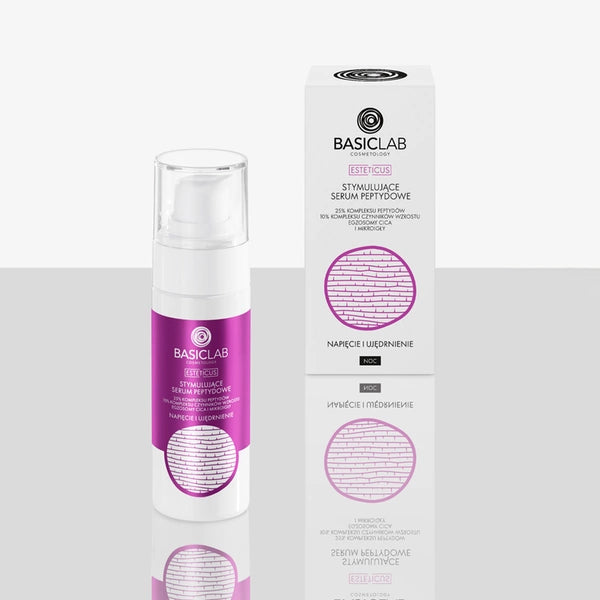 BasicLab Stimulating Peptide Night Face Serum, 25% Peptide Complex, 10% Growth Factor Complex, CICA Exosomes and Microneedles, Tightening and Firming 30ml