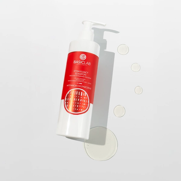 BasicLab Stimulating anti-hair Loss Shampoo, 3% Niacinamide, Vitamin B6, Fermented Ginseng Extract 300ml