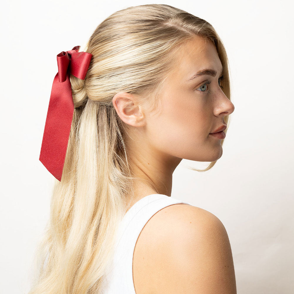 Brushworks Satin Hair Bow Duo – Red & Black