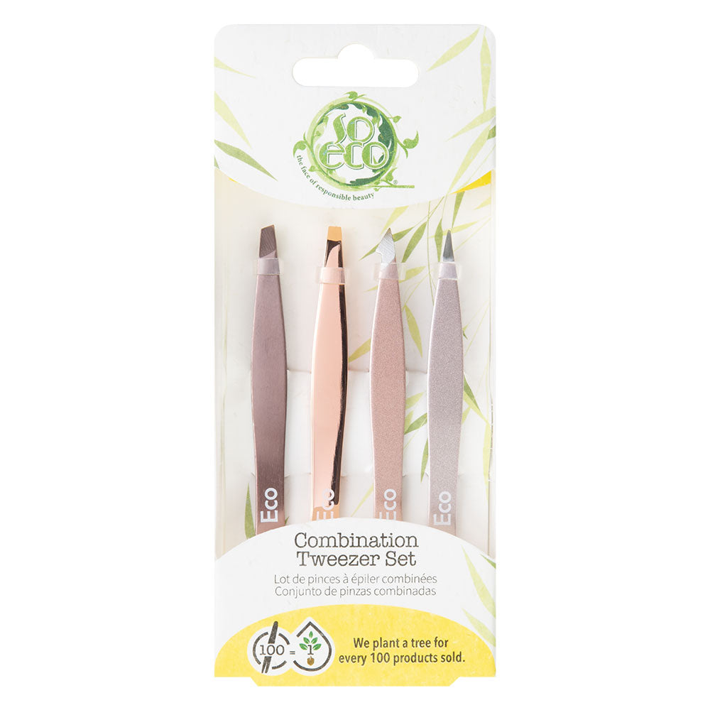 So Eco 4 Piece Tweezer Set – Rose Gold