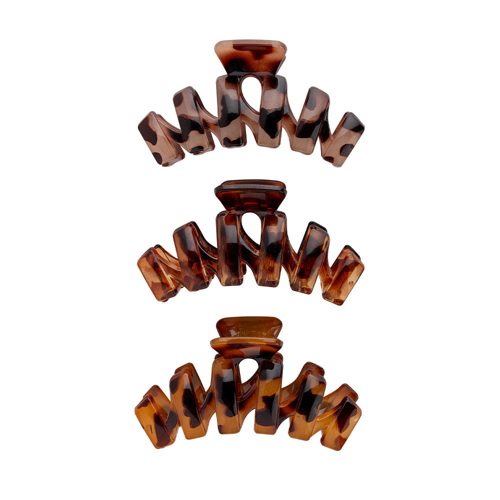 Brushworks Tortoiseshell Claw Clips  3 pcs