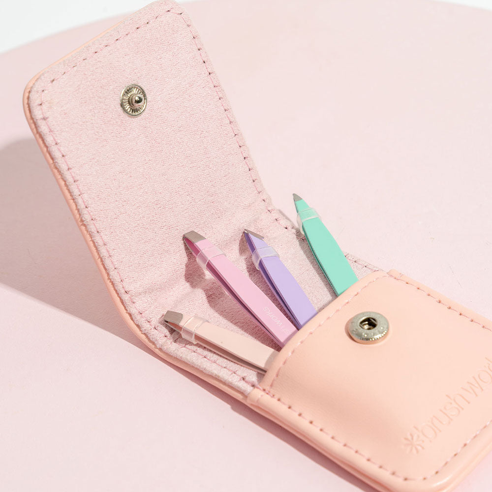 Brushworks Travel Tweezer Set 4 pcs