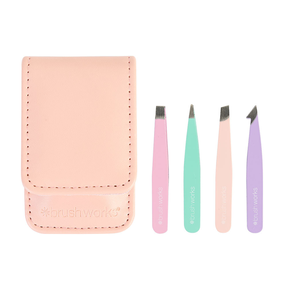 Brushworks Travel Tweezer Set 4 pcs