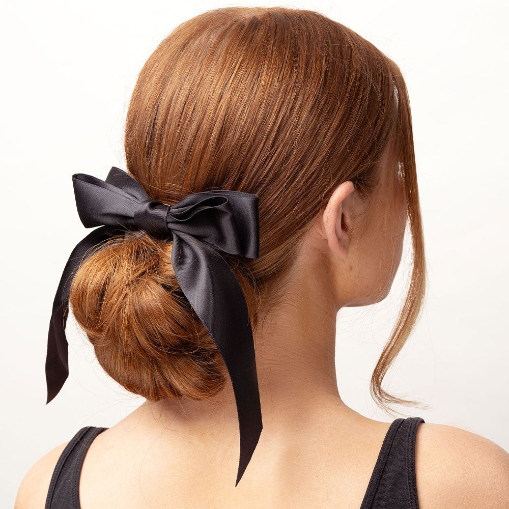 Brushworks Satin Hair Bow Duo – Black & White