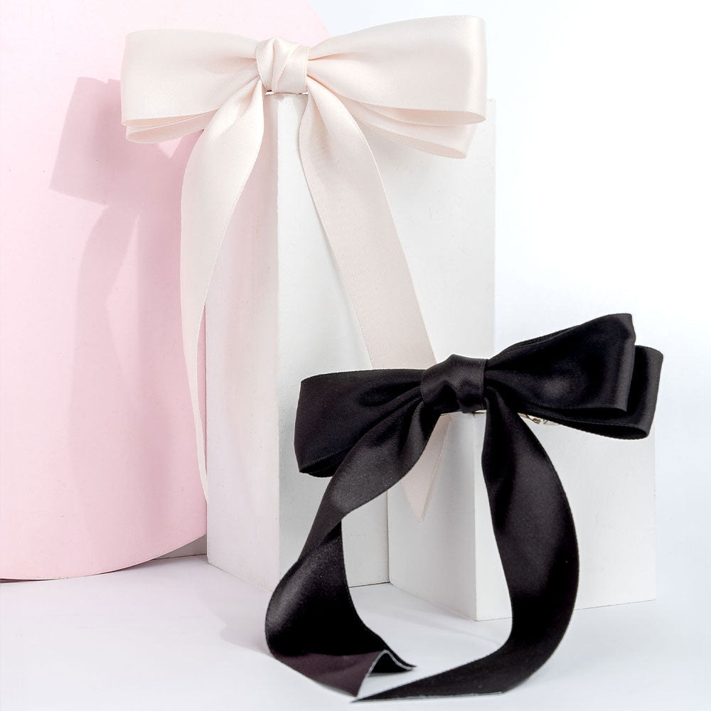 Brushworks Satin Hair Bow Duo – Black & White