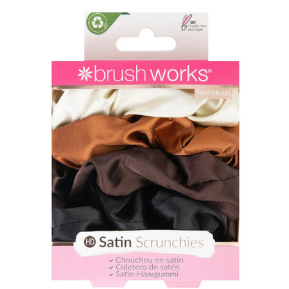 Brushworks Nude Satin Scrunchies Pack of 4