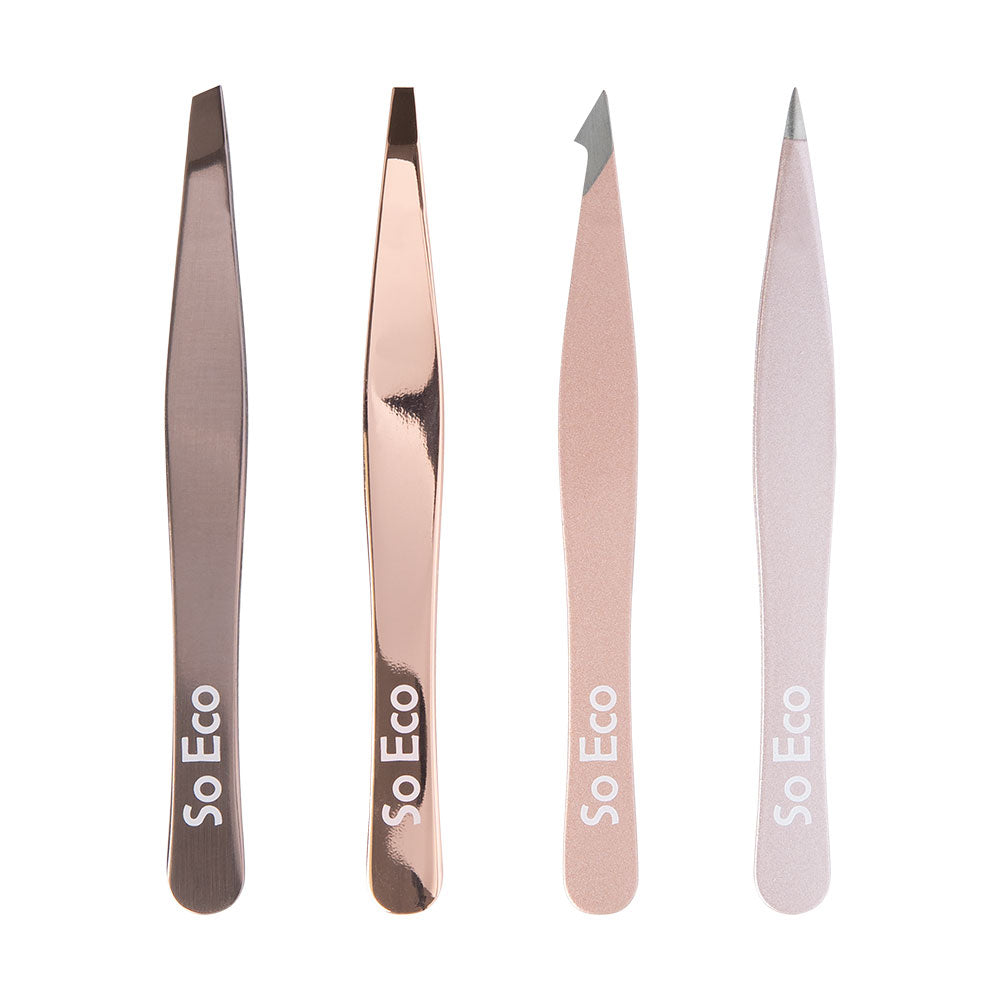 So Eco 4 Piece Tweezer Set – Rose Gold