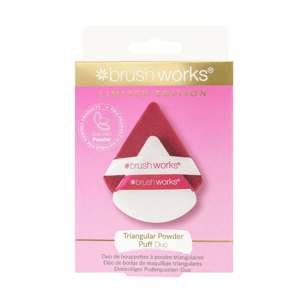 Brushworks Limited Edition Triangular Powder Puff Duo (Red)