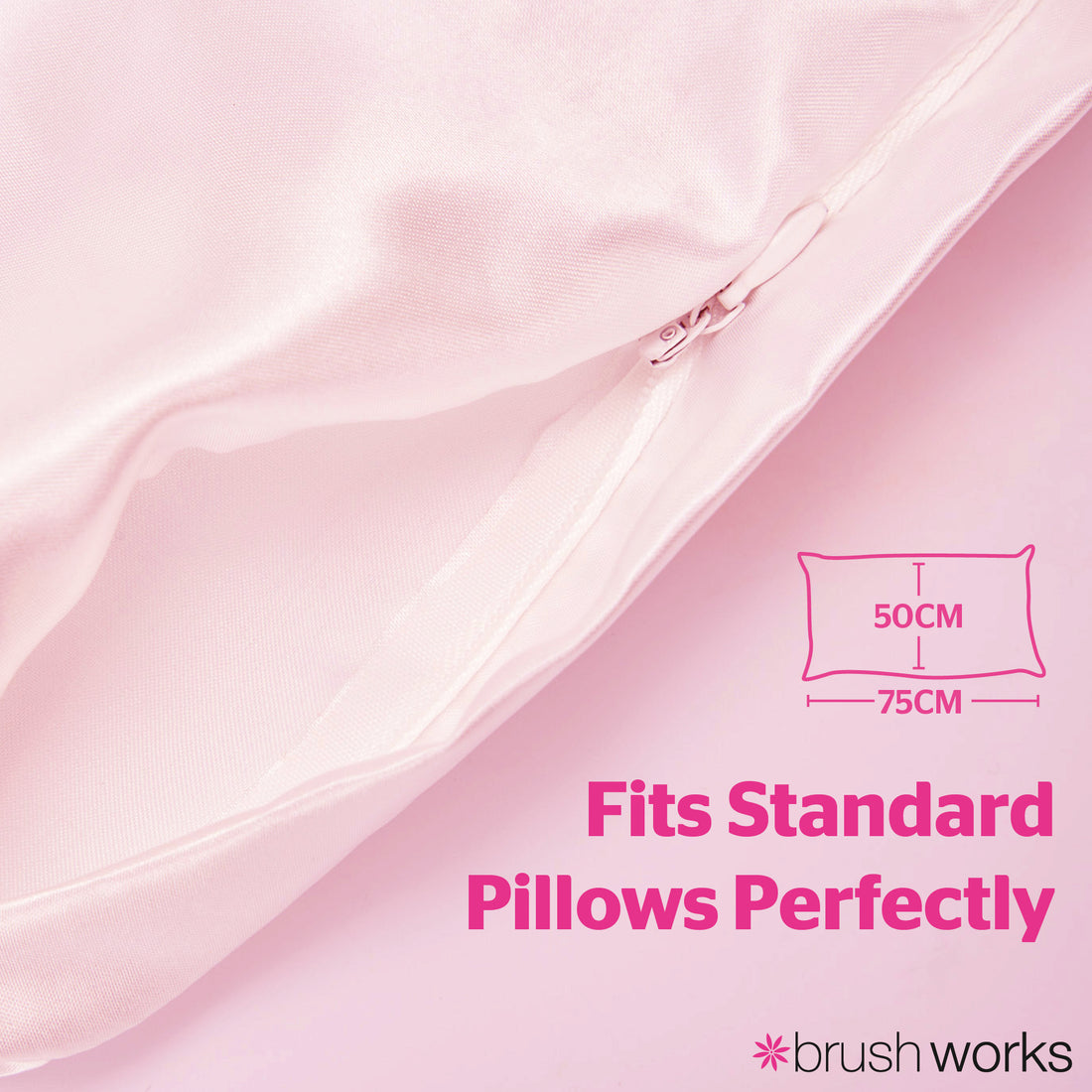 Brushworks Luxe  Satin Pillowcase - Pink