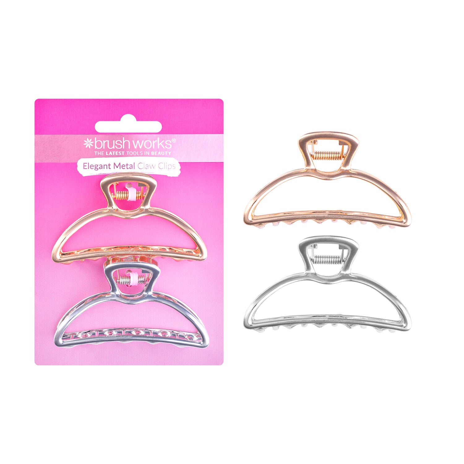 Brushworks Elegant Metal Claw Clips – 2 Pack