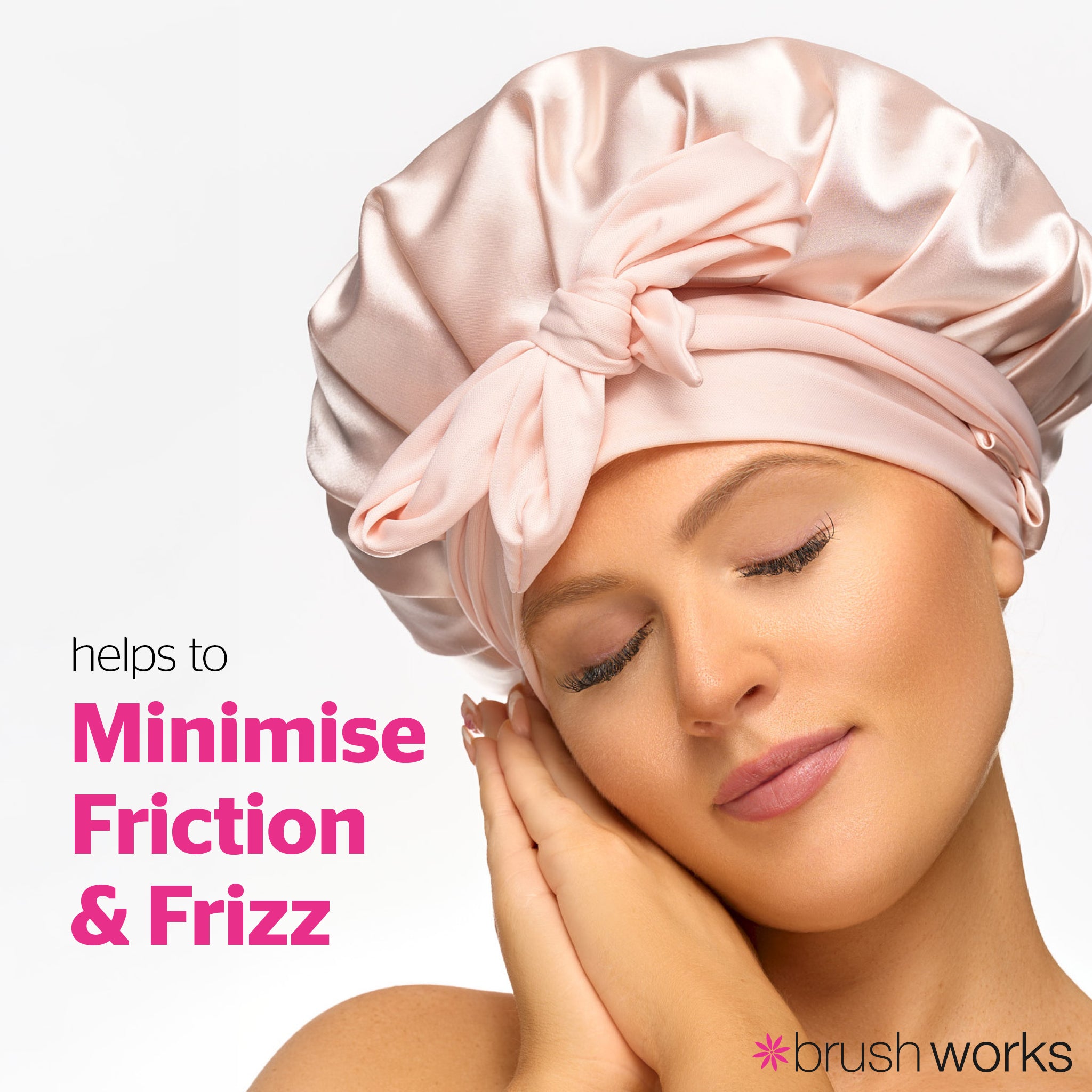 Brushworks Double Layer Satin Hair Bonnet – Ballet Pink