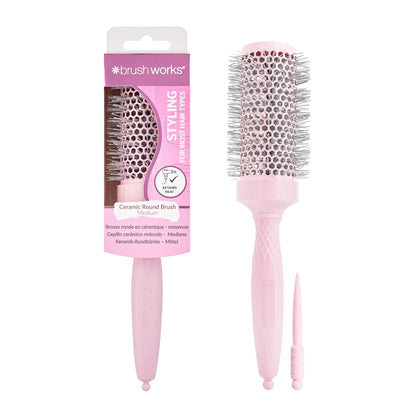 Brushworks Ceramic Round Brush Medium – Furçë për Stilim dhe Tharje Flokësh