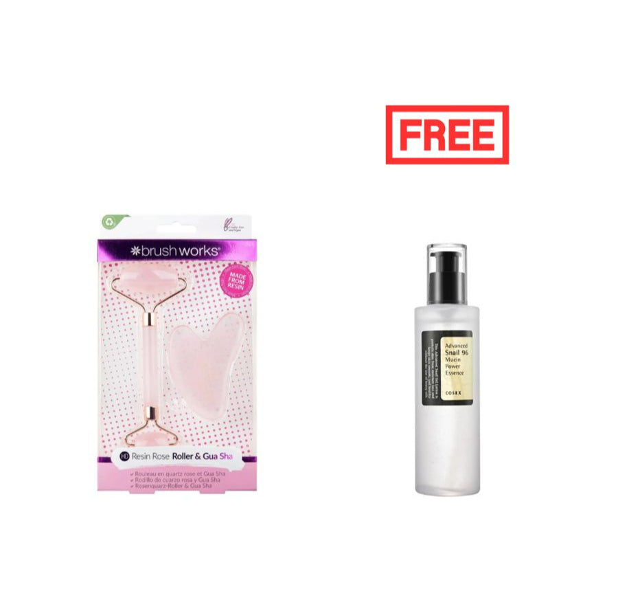 Brushworks Rose Resin Roller &amp; Gua Sha + COSRX Advanced Snail 96 Mucin Power Essence 100ml