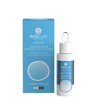 BasicLab Moisturizing, Firming Serum with 3% Hyaluronic Acid, 5% Amino Acid Complex, and 15% Biomimetic Peptide Complex 30ml