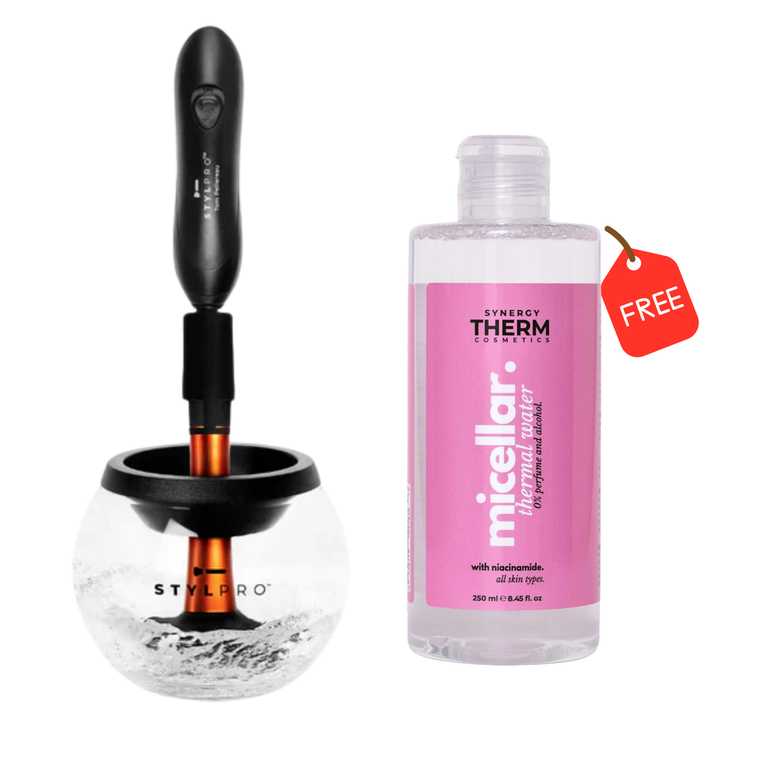 1+1 FALAS Stylpro Makeup Brush Cleaner & Dryer+ Synergy Therm Thermal Micellar Water 250ml