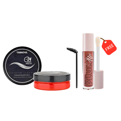1+1 FALAS Trinova Eyebrow Shaper Gel 50ml+ Pastel Plump Up Hydrating Plumping Gloss