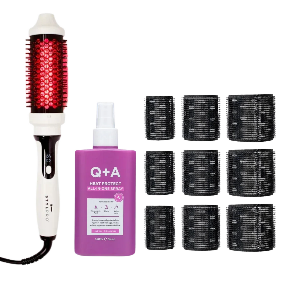 Stylpro x Q+A – Set për Stilim, Mbrojtje &amp;  Ceramic Thermal Rollers