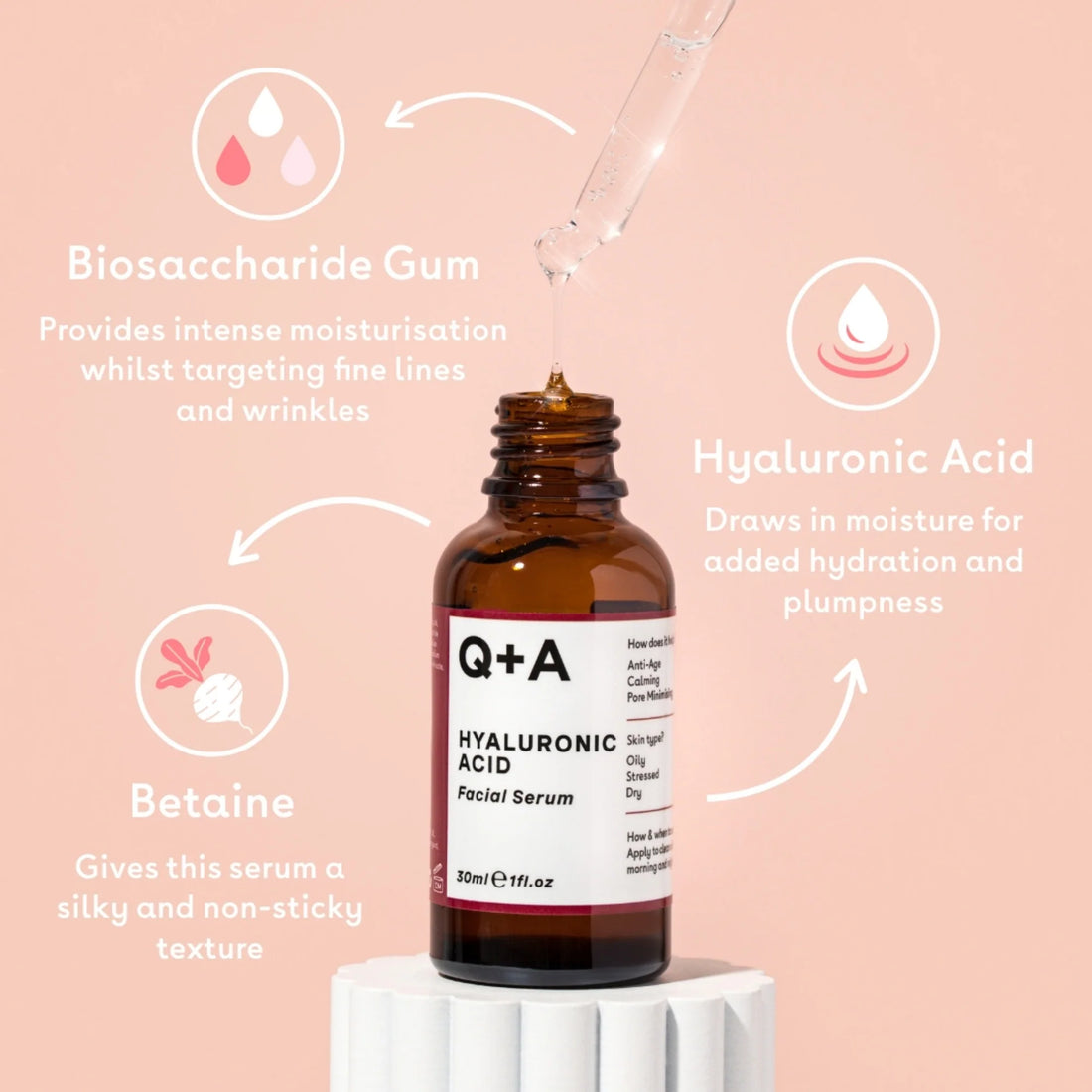 Q+A Hyaluronic Acid Facial Serum 30ml