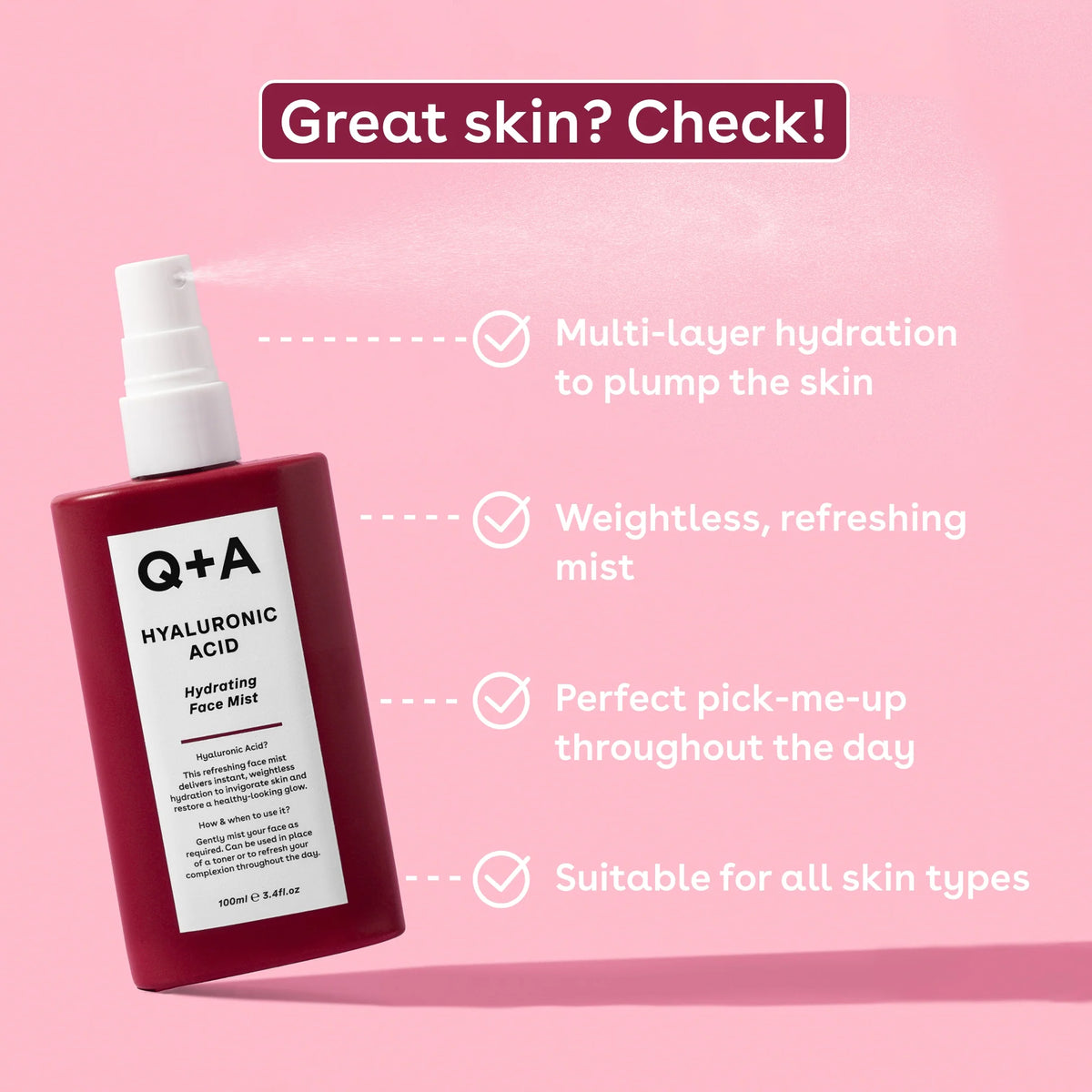 Q+A Hyaluronic Acid Hydrating Face Mist 100ml