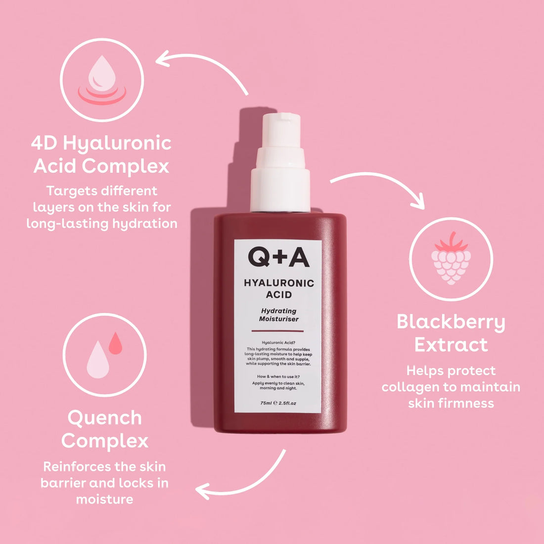 Q+A Hyaluronic Acid Hydrating Moisturiser 75ml