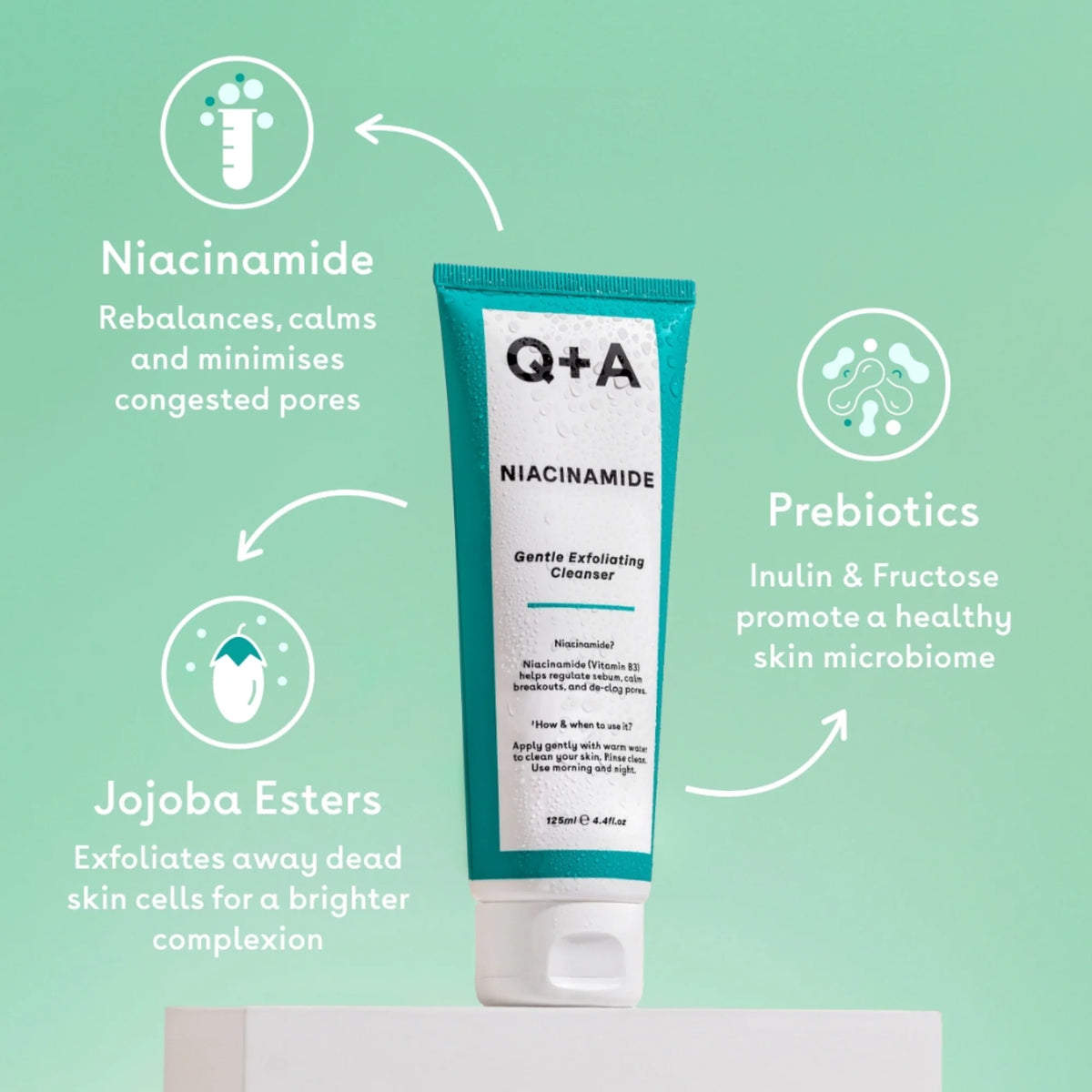 Q+A Niacinamide Gentle Exfoliating Cleanser 125 ml
