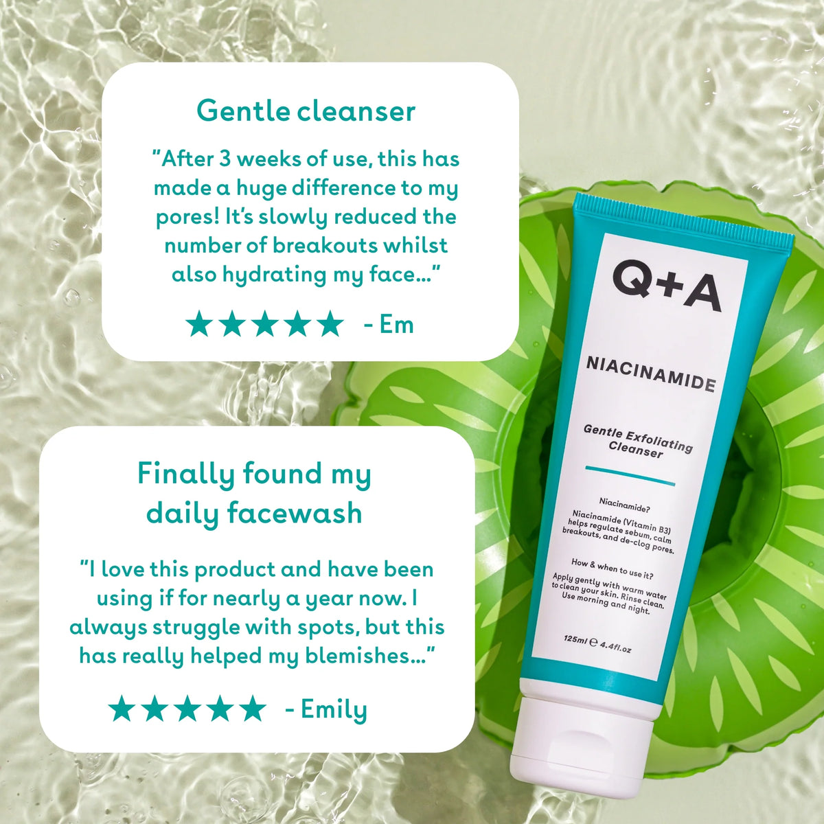 Q+A Niacinamide Gentle Exfoliating Cleanser 125 ml
