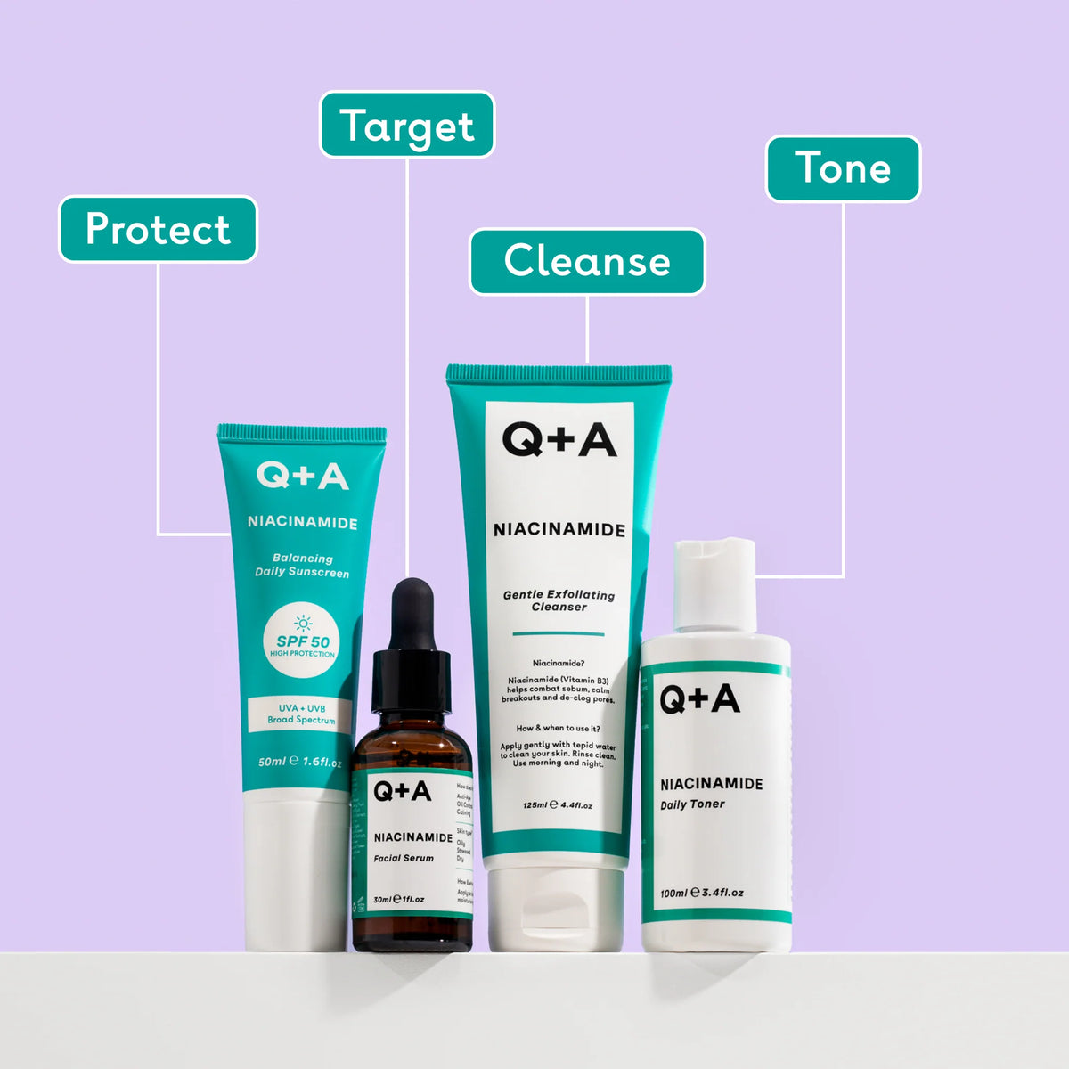 Q+A Niacinamide Gentle Exfoliating Cleanser 125 ml