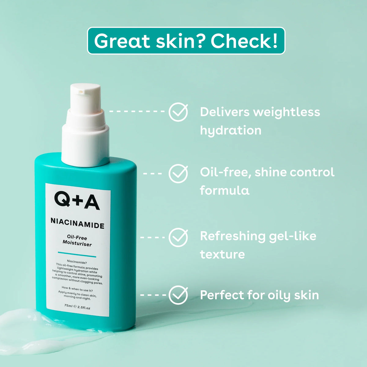 Q+A Niacinamide Oil-Free Moisturiser 75ml