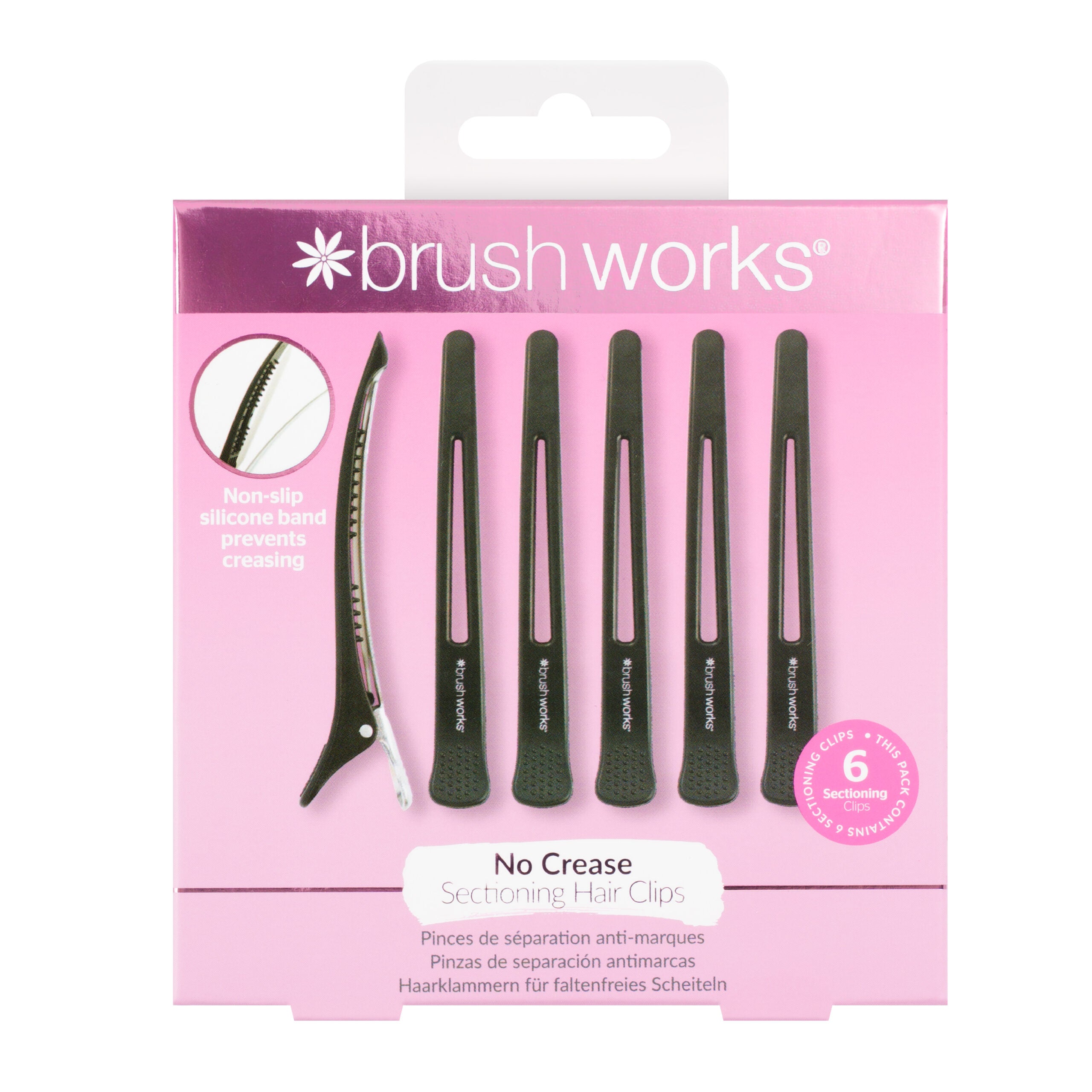 Brushworks No Crease Sectioning Hair Clips – 6 Pack