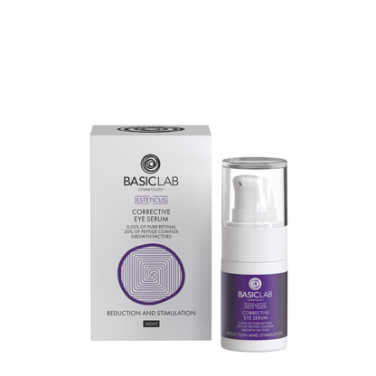 BasicLab Corrective Eye Serum with 0.03% Retinal, 20% Peptide Complex and Growth Factors, Reduction and Stimulation 15ml