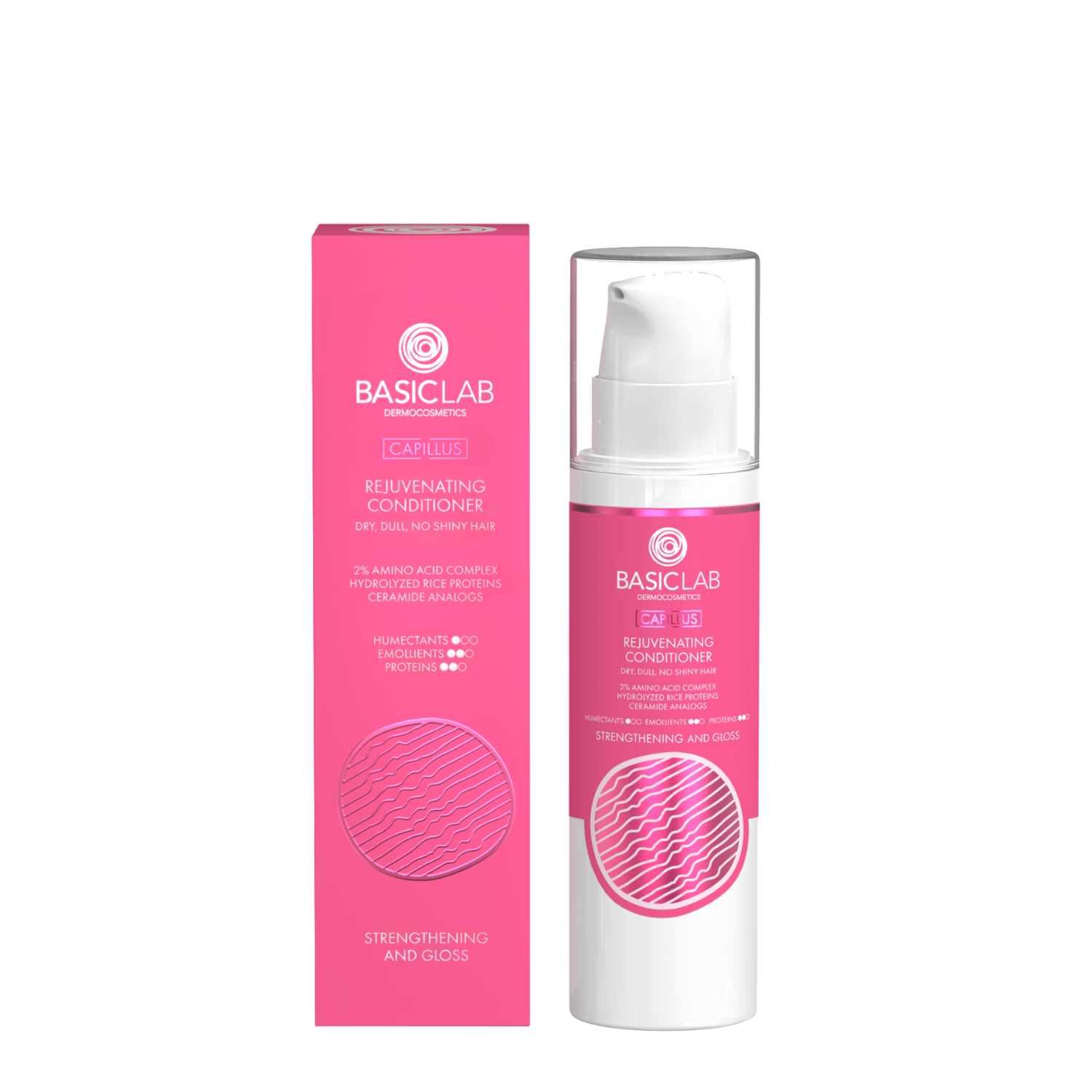 BasicLab Regenerating Conditioner, 2% Amino Acid Complex, Hydrolyzed Rice Protein, Ceramide Analogue, Strengthening and Shine 250ml